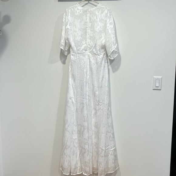 HUTCH ModCloth white Jacquard satin cut out front knot maxi dress 12 new w tag - Picture 7 of 12